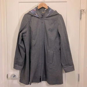 BLUE SKY  Sz XL A-Line Thick Jersey Type Fabric Flower Lined Hood & Sleeves